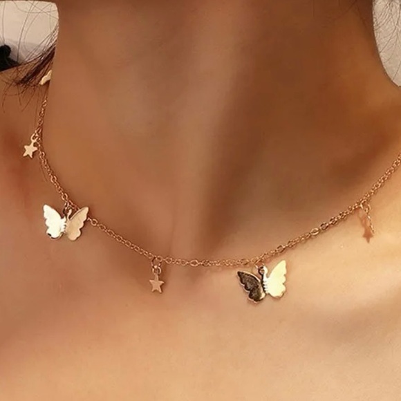 ⚡️Gold Butterfly & Star Chain Necklace⚡️ - Picture 1 of 5